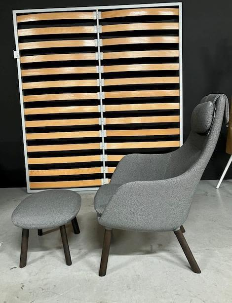 Vitra - Loungesessel Hal Stoff Credo SaltnPepper Grau Gestell Eiche Dunkel Inkl. Hocker - 5