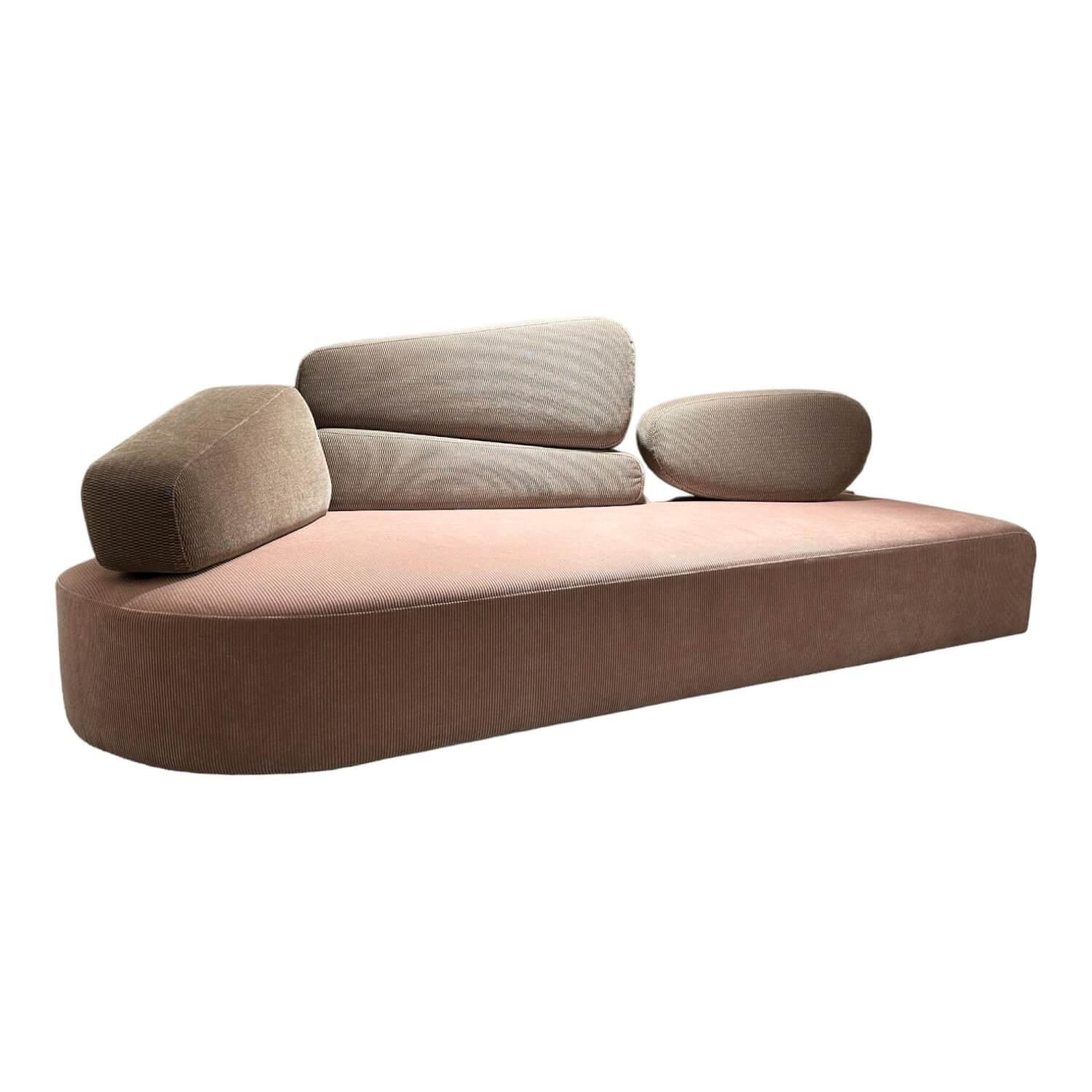 Brühl - Sofa Mosspink Bezug Cordstoff Rosa Und Veloursstoff Gemustert Grau Rosé Füße Aluminum - 1