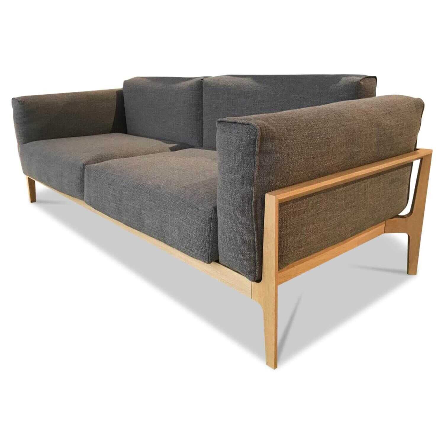COR - Sofa Elm Stoff 7256 Braun Grau Gestell Massivholz Geölt - 1
