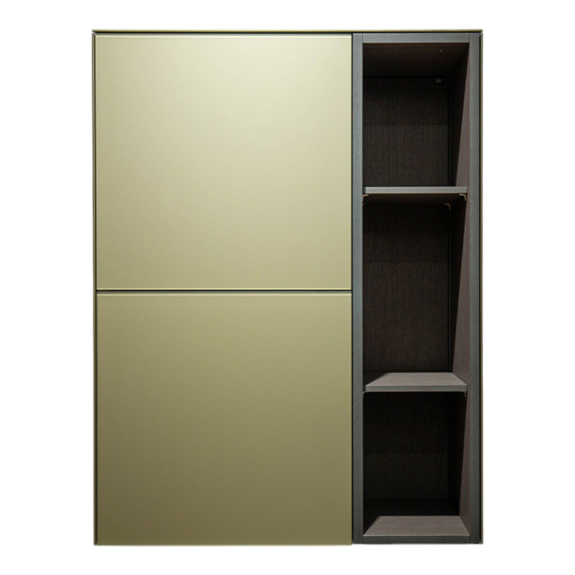 Spectral Smart Furniture - Sideboard Side Model 1 Metallic Glas Champagner Grau Beige Satiniert Pebble Grau Lackiert Korpus Furnier Oak Smoked Grau Matt Lackiert Wandmontage Inklusive LED Innenbeleuchtung - 1