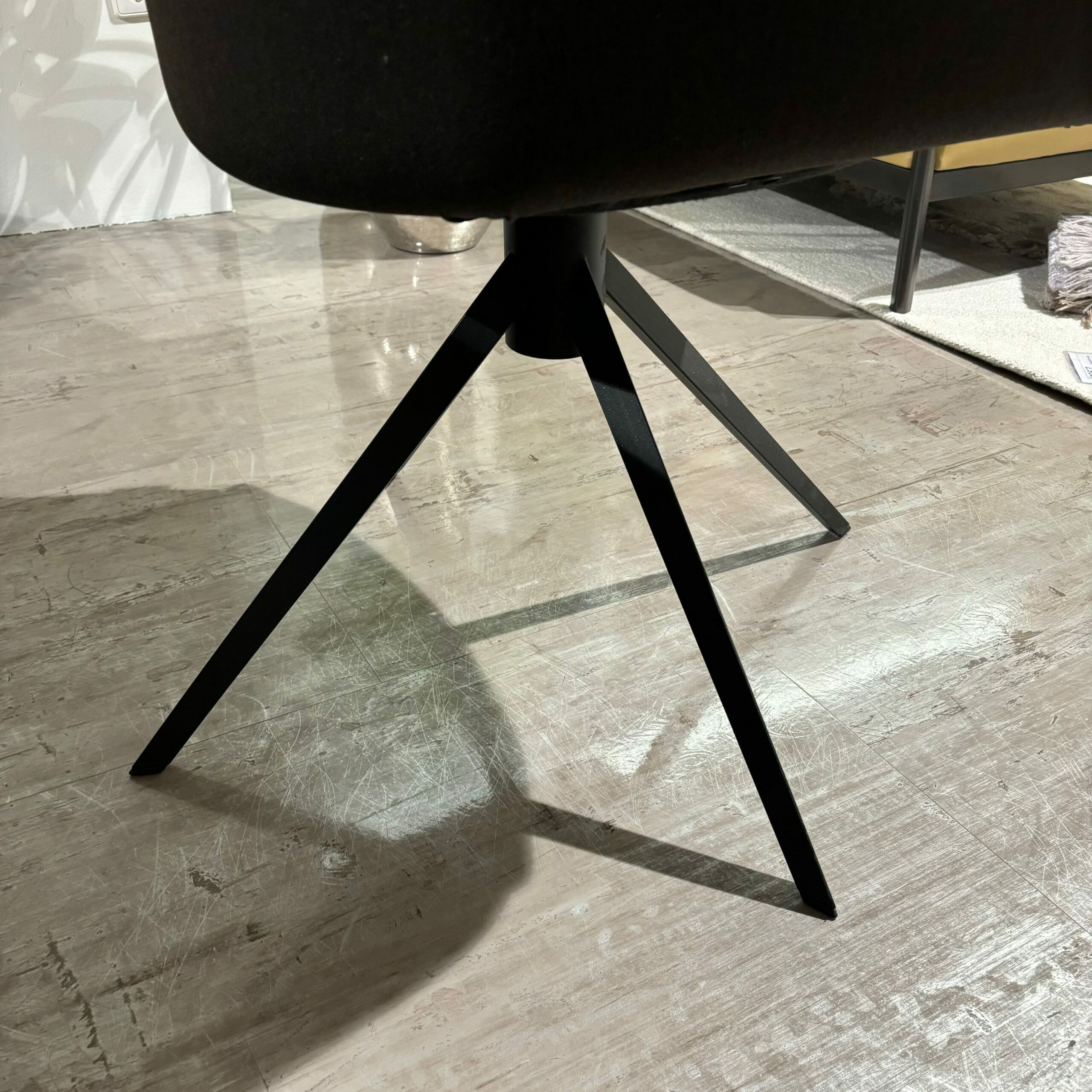 Mobliberica - 2er Set Stuhl Kedua Textilgewebe CO-11 Schwarz Grau Metallgestell Schwarz Drehbar - 3