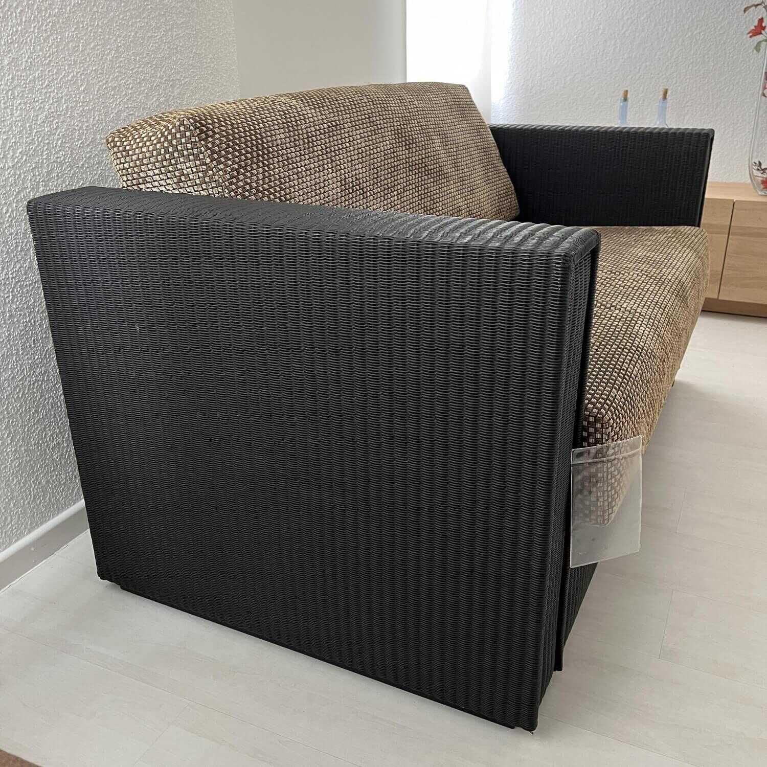 Sofa Loft Small 150 Stoff Holzrahmen Mit Geflecht Bezogen Braun Schwarz