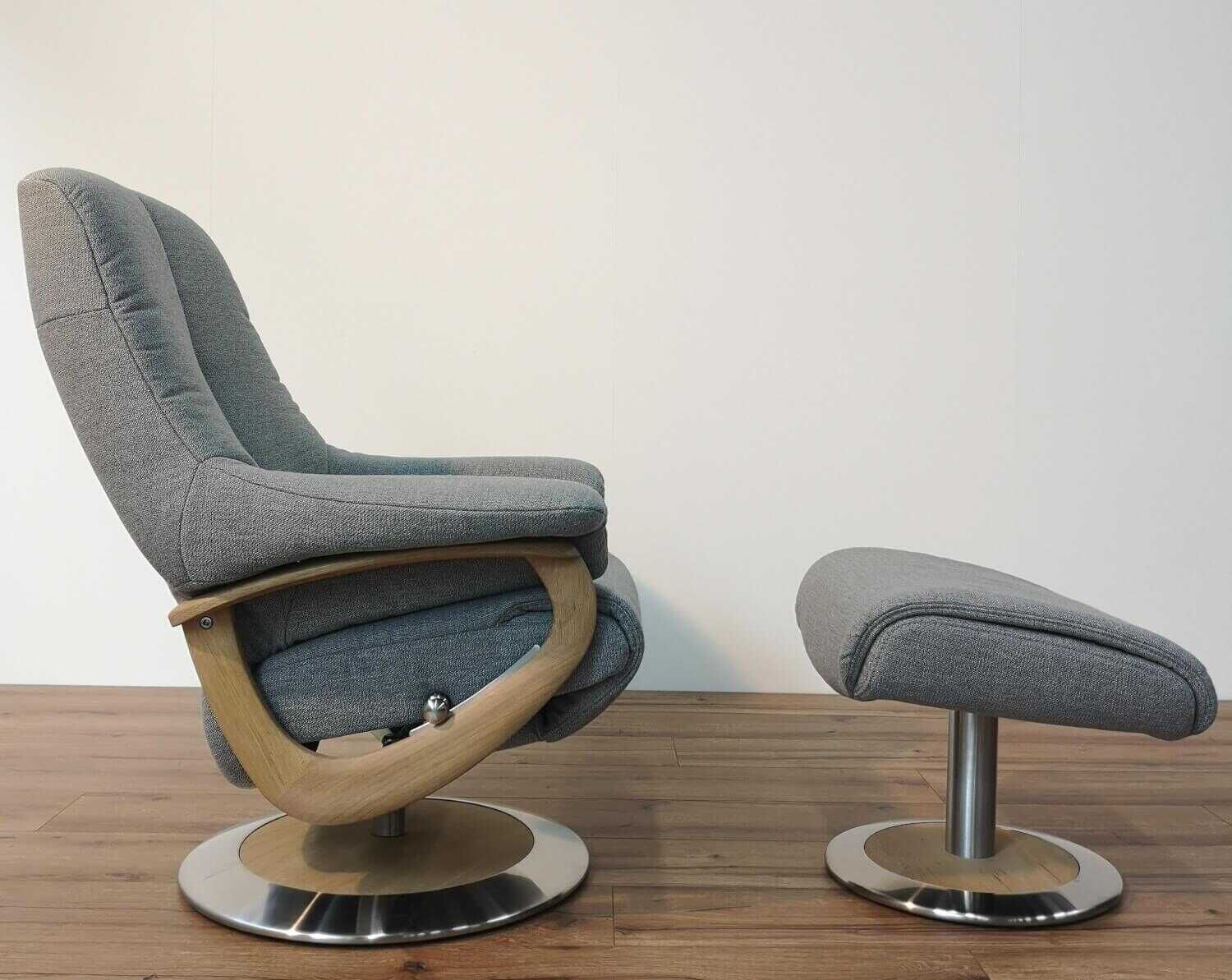 himolla - Zerostress Sessel 7629 36D Stoff 24 Q2 Fashion Gletscher Grau mit Hocker - 2