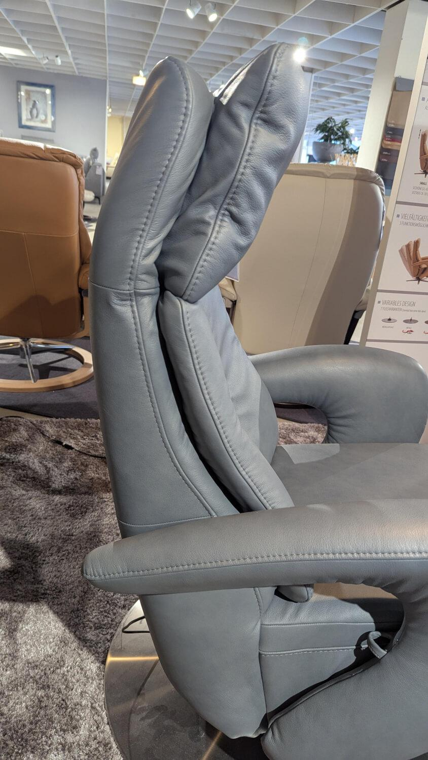 Hukla - Sessel Dreamline 02 Leder Vivre Steel Grau Metall Drehteller V6 Mit Turn Und Move Funktion - 3