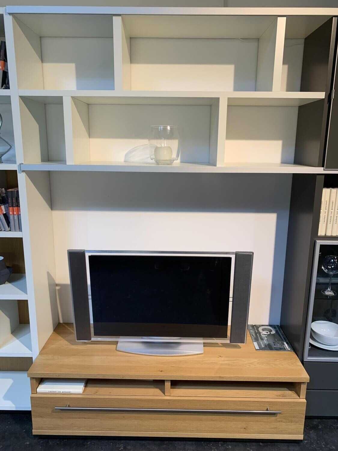 Hülsta - Wohnwand Mega Design Lack Hochglanz Grau Weiß - 4