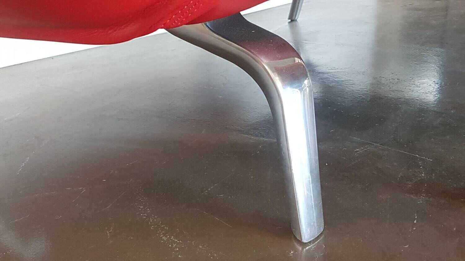 Leolux - Sofa Devon 2,5-Sitzer Leder Ceras 6600 Siam Rot mit Hocker - 9