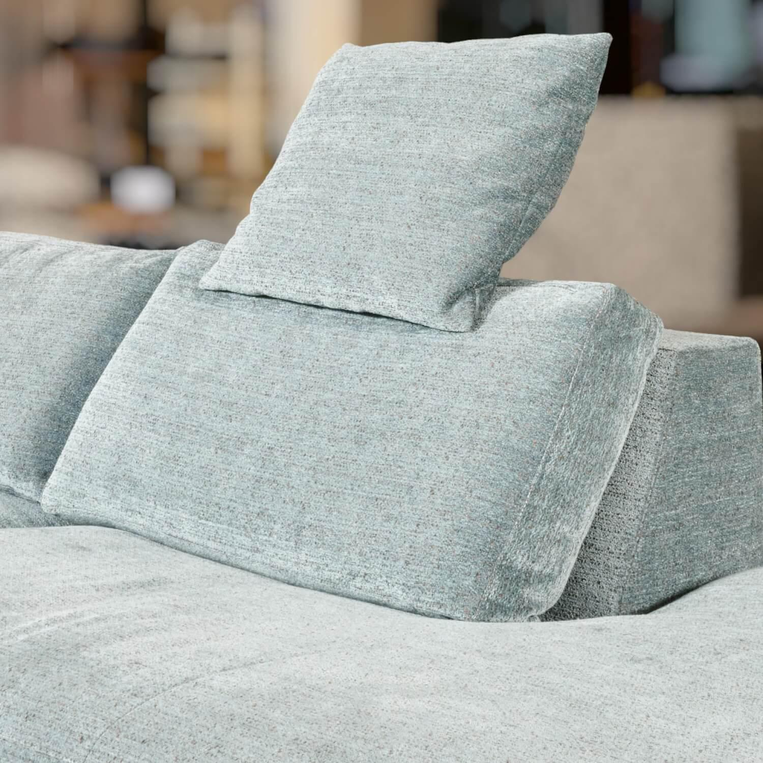 Bielefelder Werkstätten - Ecksofa Inspiration Stoff France BW1754 151 Blau Grau Füße Holz Braun Mit Nackenbügel Und Funktionskissen - 13