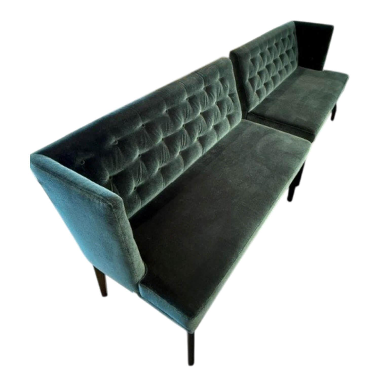 Bielefelder Werkstätten - 2er-Set Sitzbank Polo Petite Stoff Emilia Blau Grün Gestell Schwarz - 1