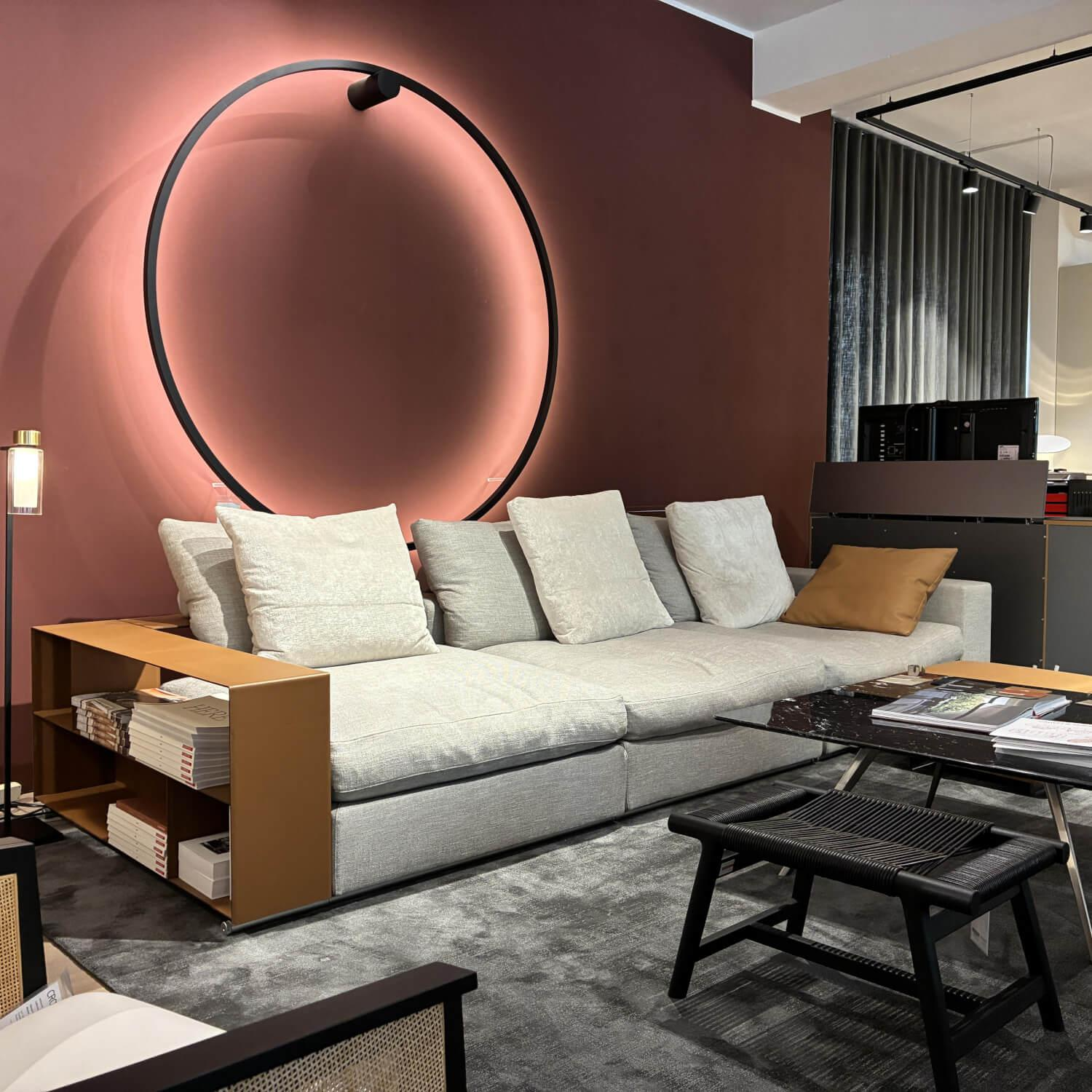 Flexform - Sofa Groundpiece Stoff Elvira 1722 Grau Füße Metall Inklusive Hocker Bangkok - 4
