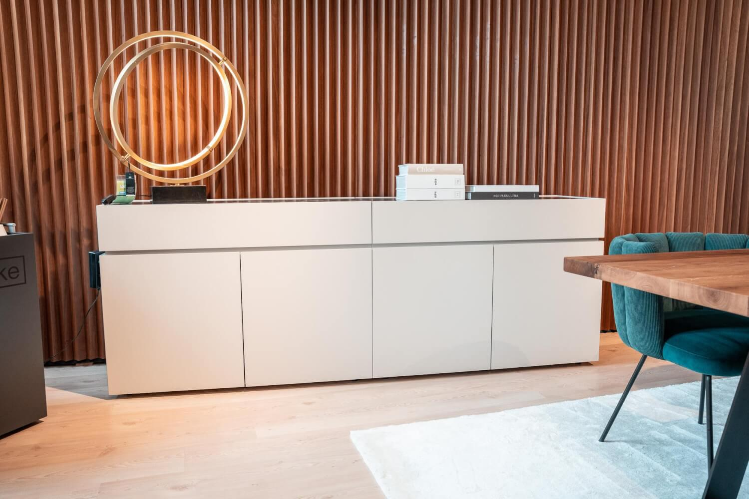 Interlübke - Sideboard Just Cube Bold Lack Greige M08 mit Stein-Abdeckplatte Quarzit - 4