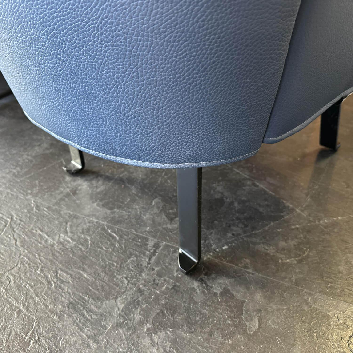 Brühl - Sessel Floret 65801 Leder 5423 060 Blau Gestell Flachstahl Schwarz - 4