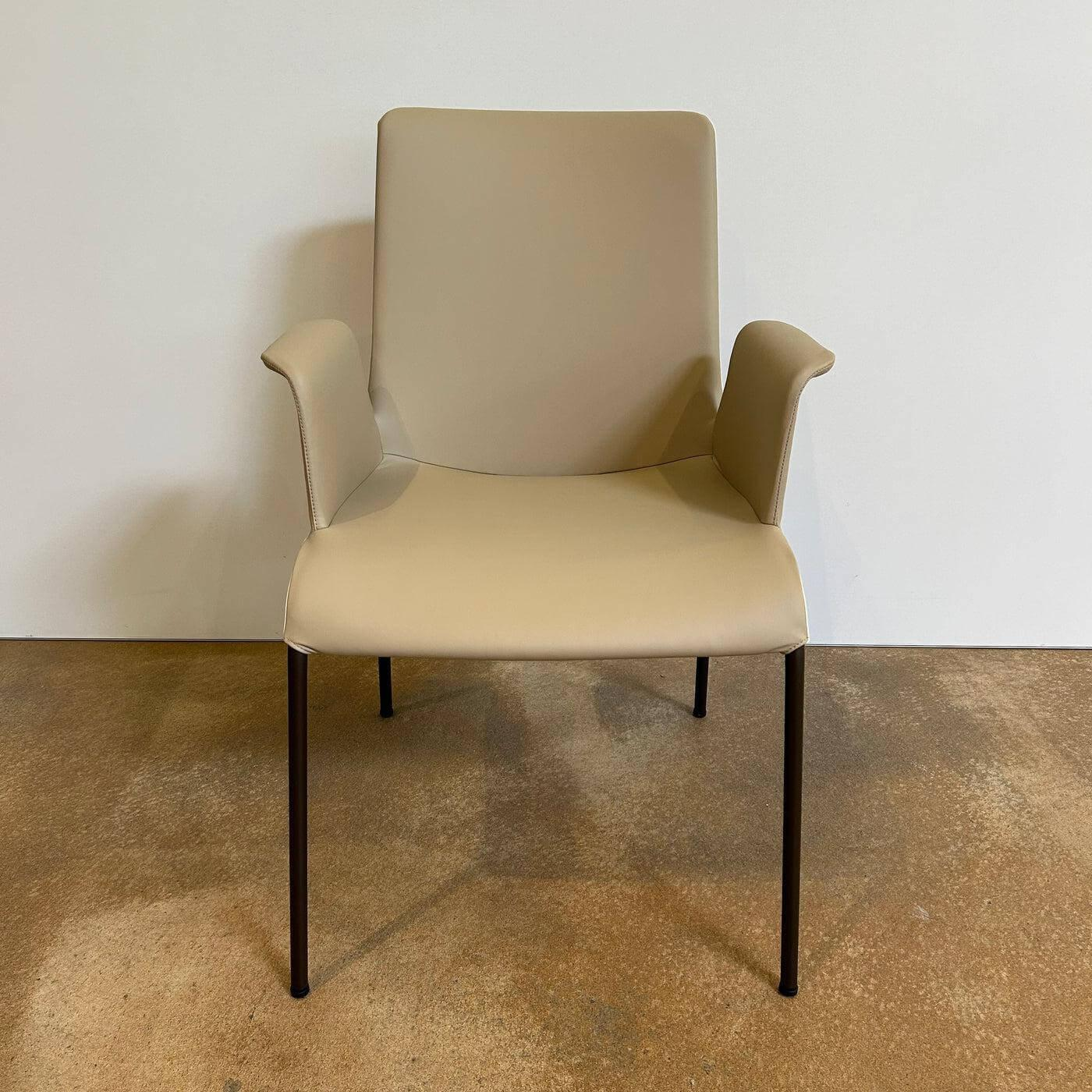 Walter Knoll - Armlehnstuhl Liz 1314 Leder Ascot Pearl Beige Gestell Bronze Schwarz Matt Hoher Rücken - 6
