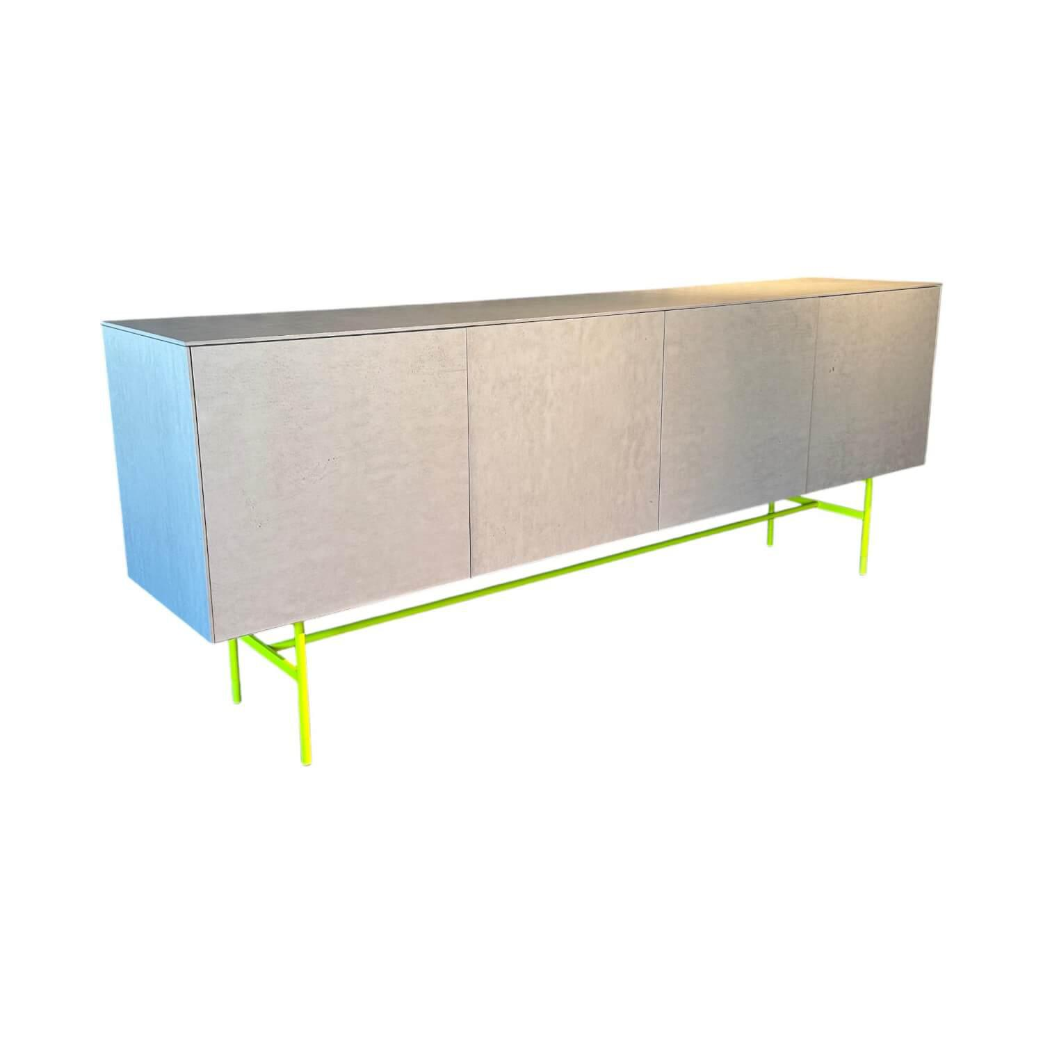 Kettnaker - Sideboard Soma Beton Optik Grau Gestell Rundrohr Leuchtgelb Gelb Grün - 1