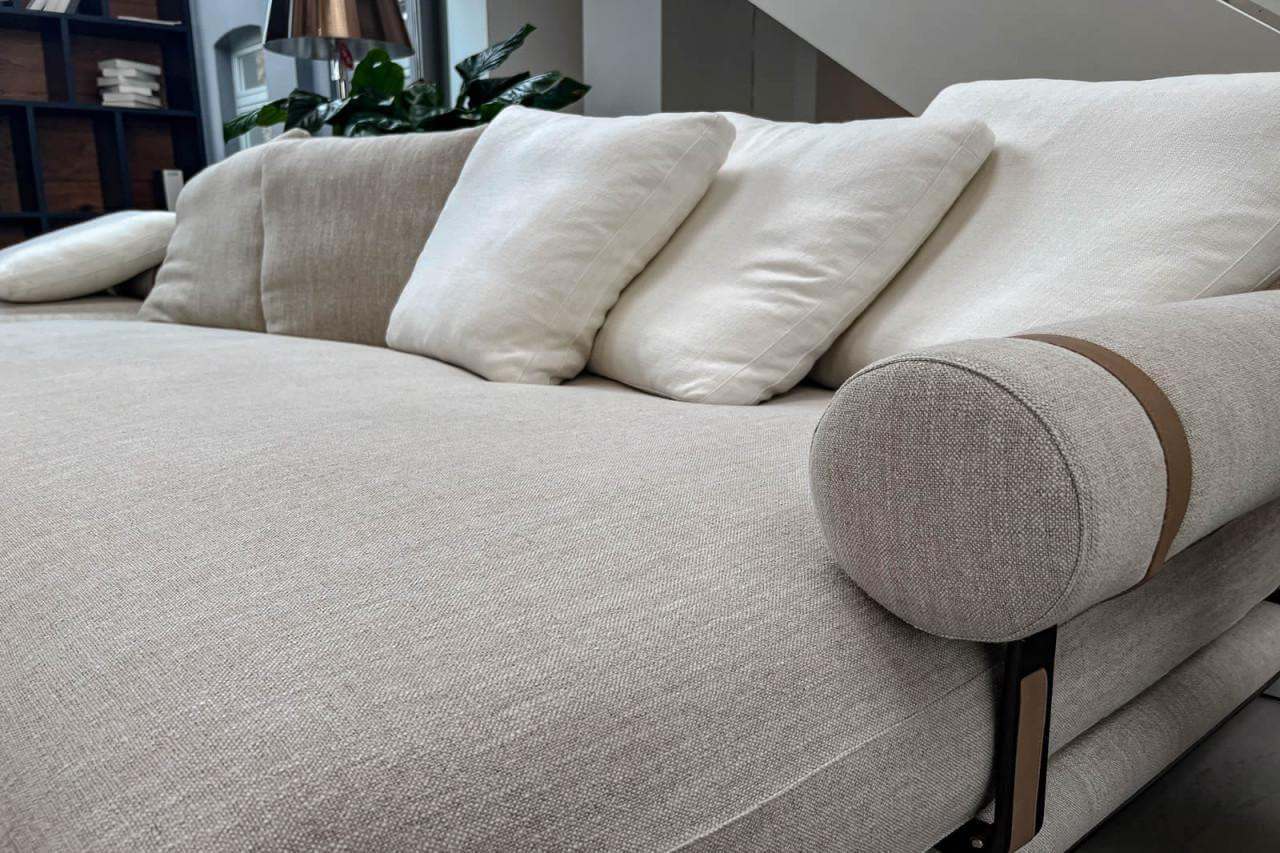 B&B Italia - Ecksofa Noonu Stoff Naturfarbend Gestell Schwarz Verchromt Matt - 8