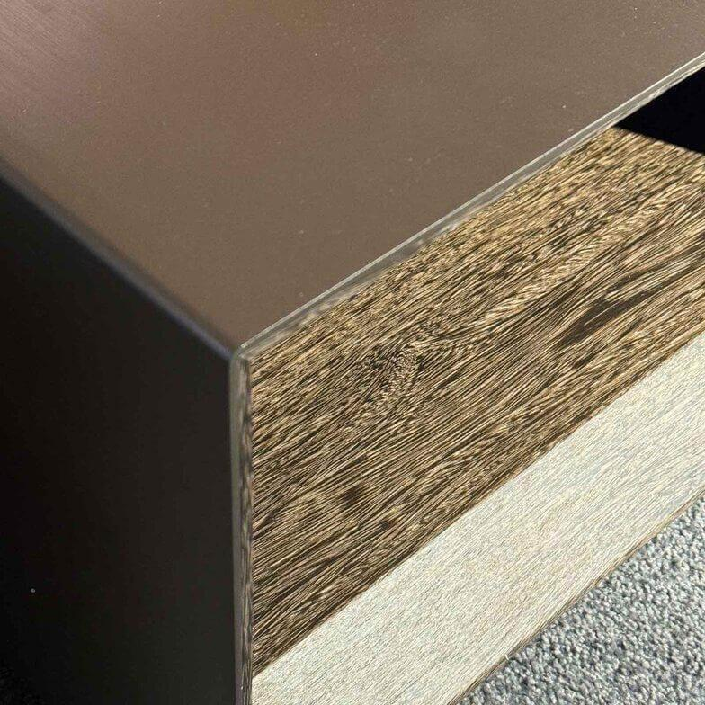 Minotti - Beistelltisch Gray Metall Bronze Satiniert Innen Holz Sucupira - 2