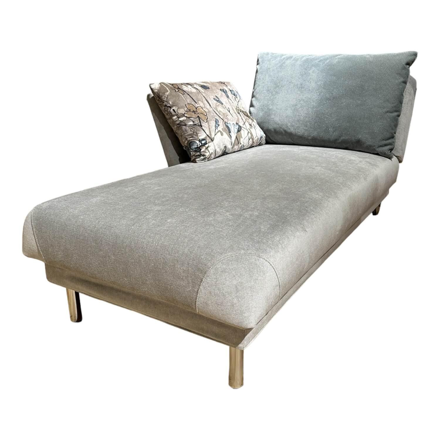 Brühl - Functional Lounger Tam Fabric Dess 2813 93 Grey Frame Metal Shiny Chrome-plated Side Backrest Adjustable And Foldable With Pointed Cushion - 1