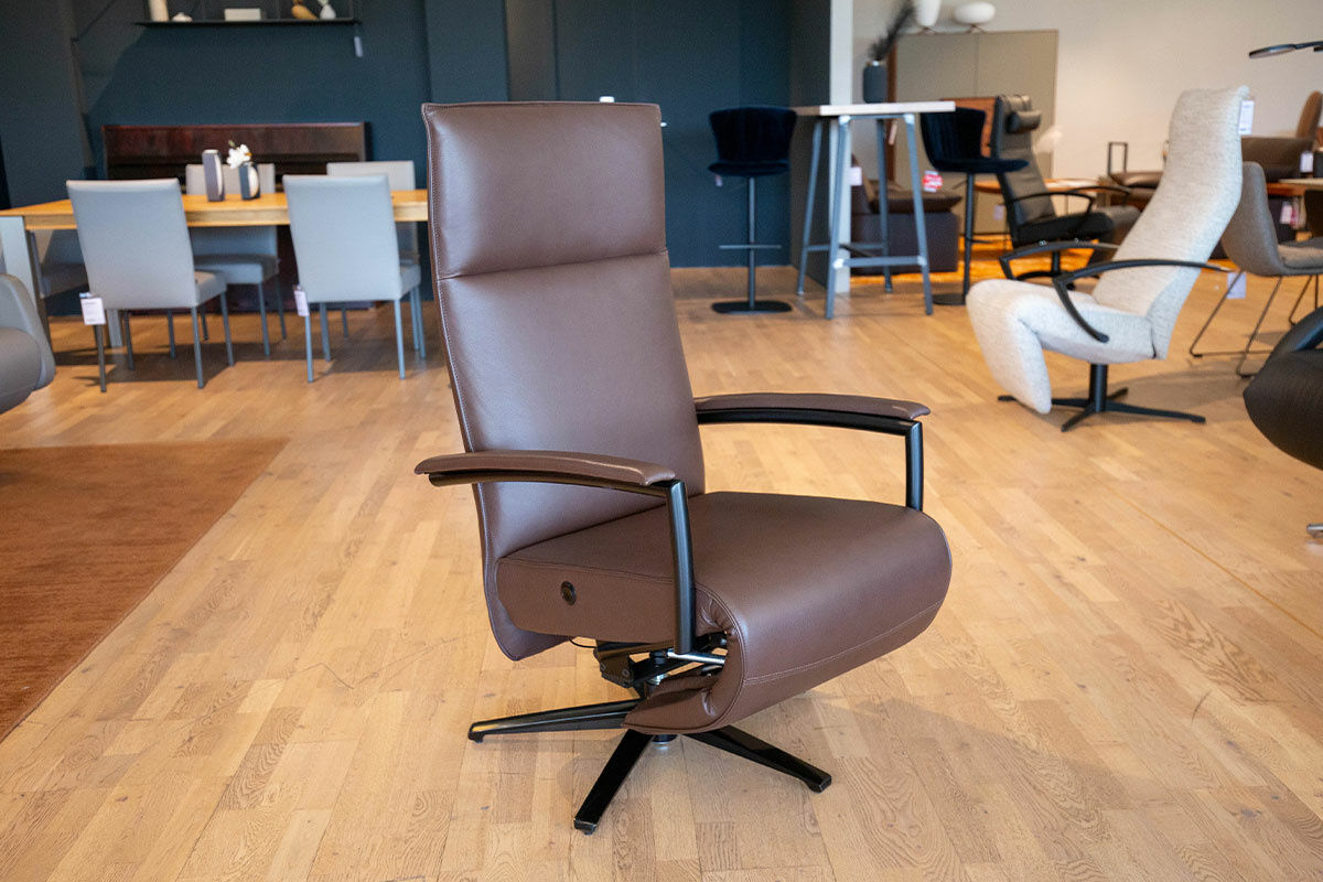 Strässle - Relaxsessel Leeno Leder Montana Dunkelbraun Gestell Aluminium Schwarz Mechanisch Verstellbar - 7