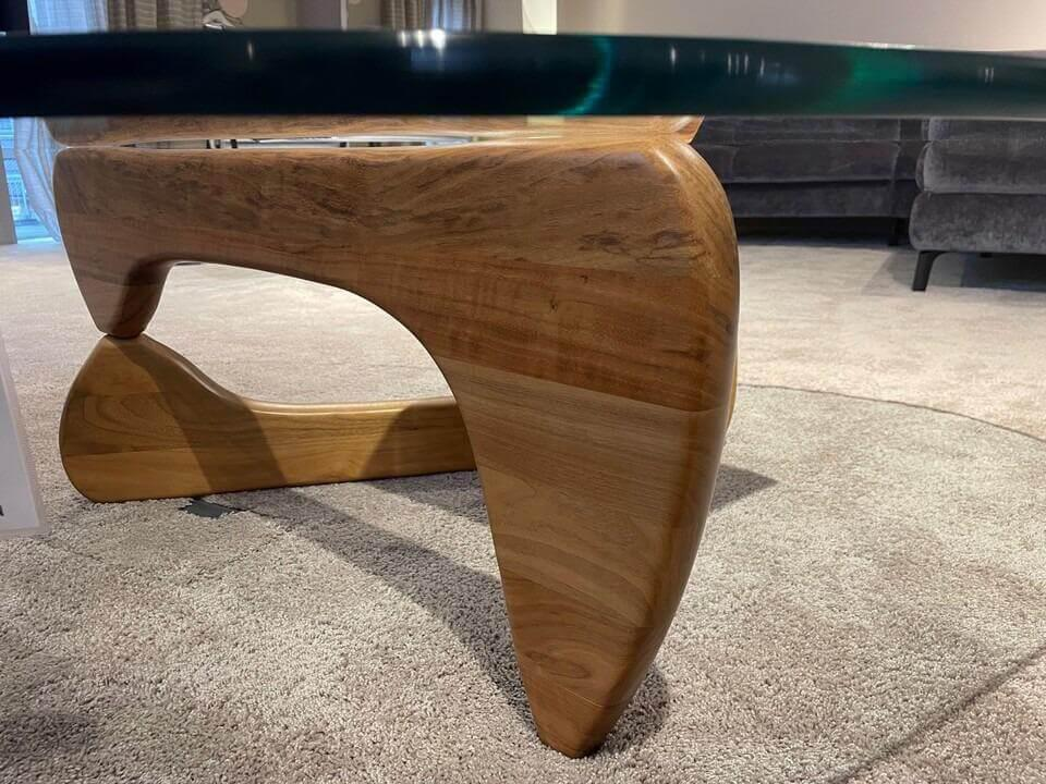 Vitra - Couchtisch Coffee Table Platte Glas Rund Geschliffen Untergestell Walnuss - 5