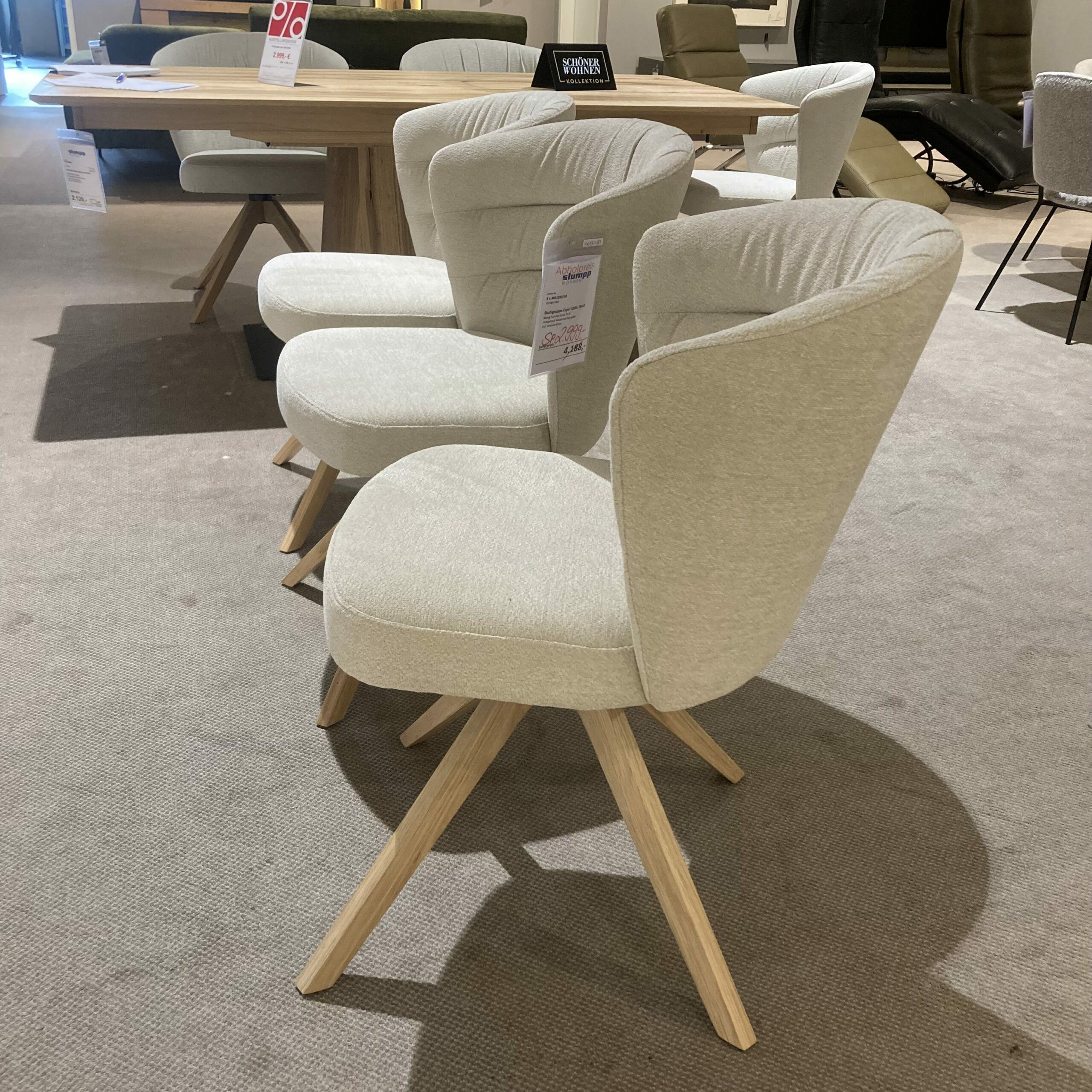 Venjakob - 6er-Set Drehstuhl Capri Stoff Funchal Beige Gestell Wildeiche Hell Gölt - 3