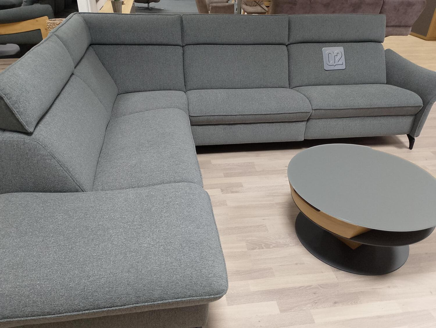 himolla - Ecksofa 1926 Stoff Q2 Melange Mare Grau mit Relaxfunktion - 7