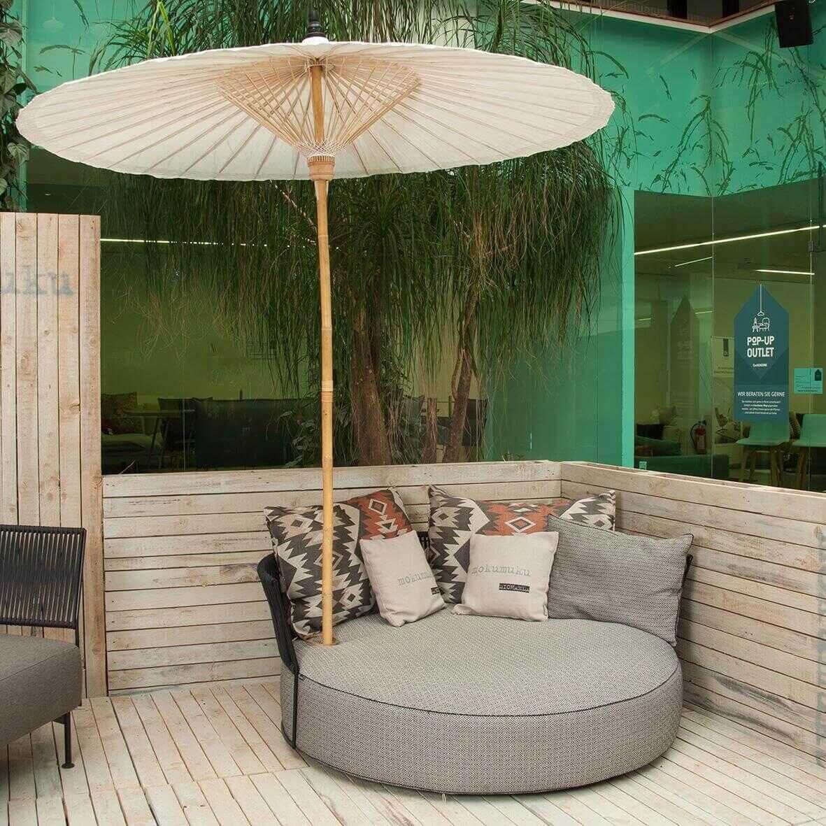 Sofa Outdoor Isola Stoff Graphit Mit Sonnenschirm