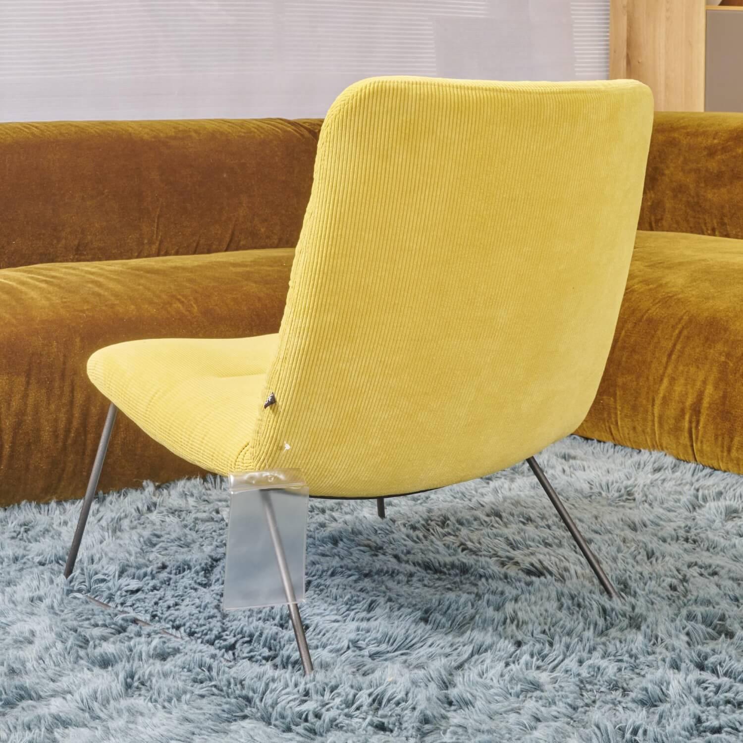 KFF - Sessel Arva Light Lounge Ohne Armlehnen Bezug Stoff Lisboa Farbe 20 Gelb Cord Samt Gestell M23 Struktur Anthrazit - 2
