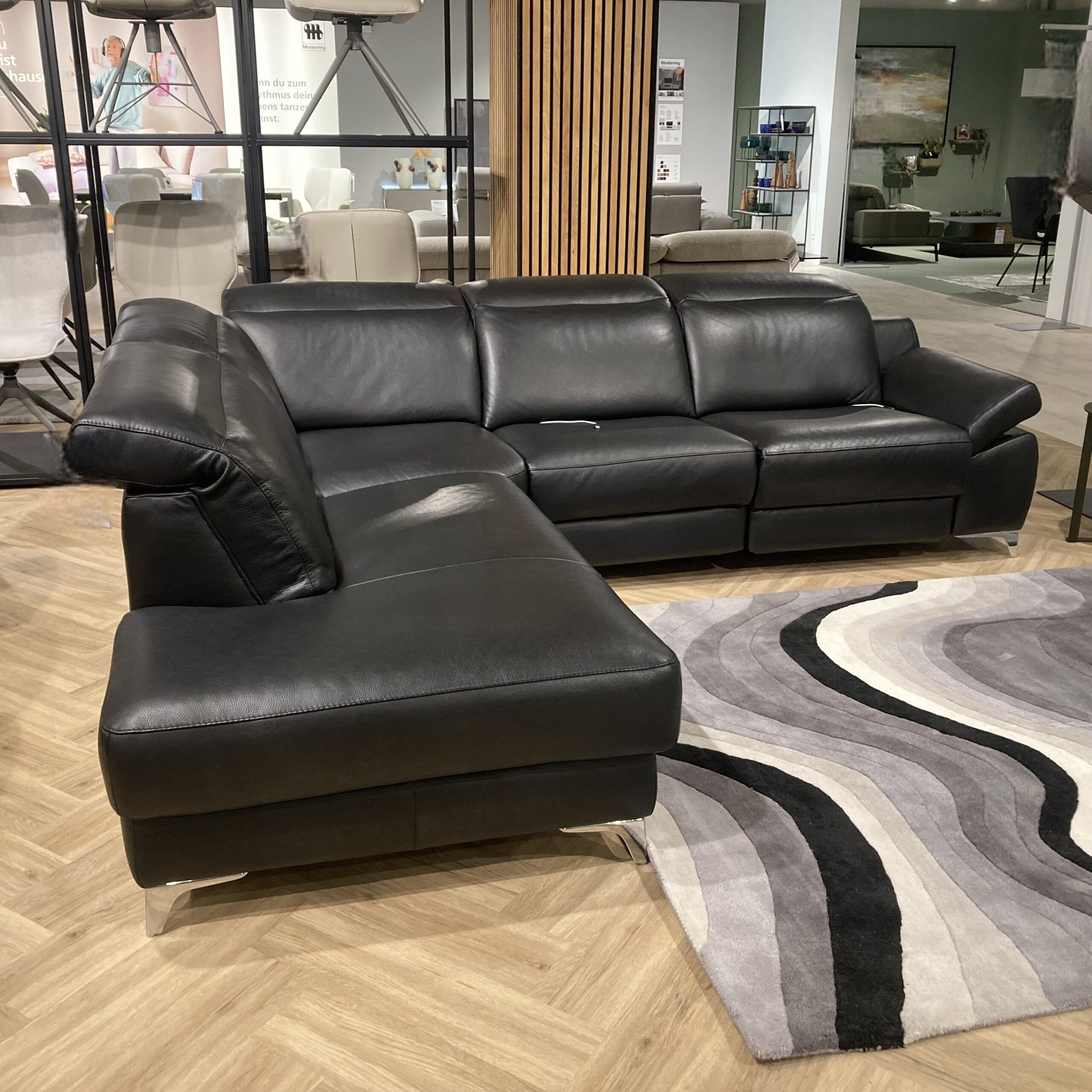 Musterring - Ecksofa MR9110 Leder Trentino Schwarz Füße Metall Verchromt - 4