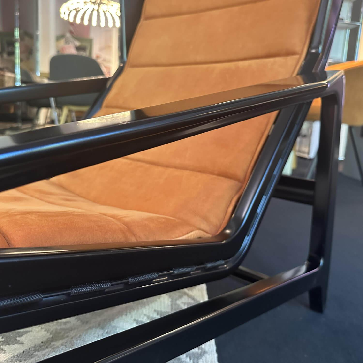 Molteni & C - Sessel D 156 3 Leder Scirocco SD974 Rugine Orange Braun Gestell Massivholz Schwarz Hochglanz Lackiert - 3