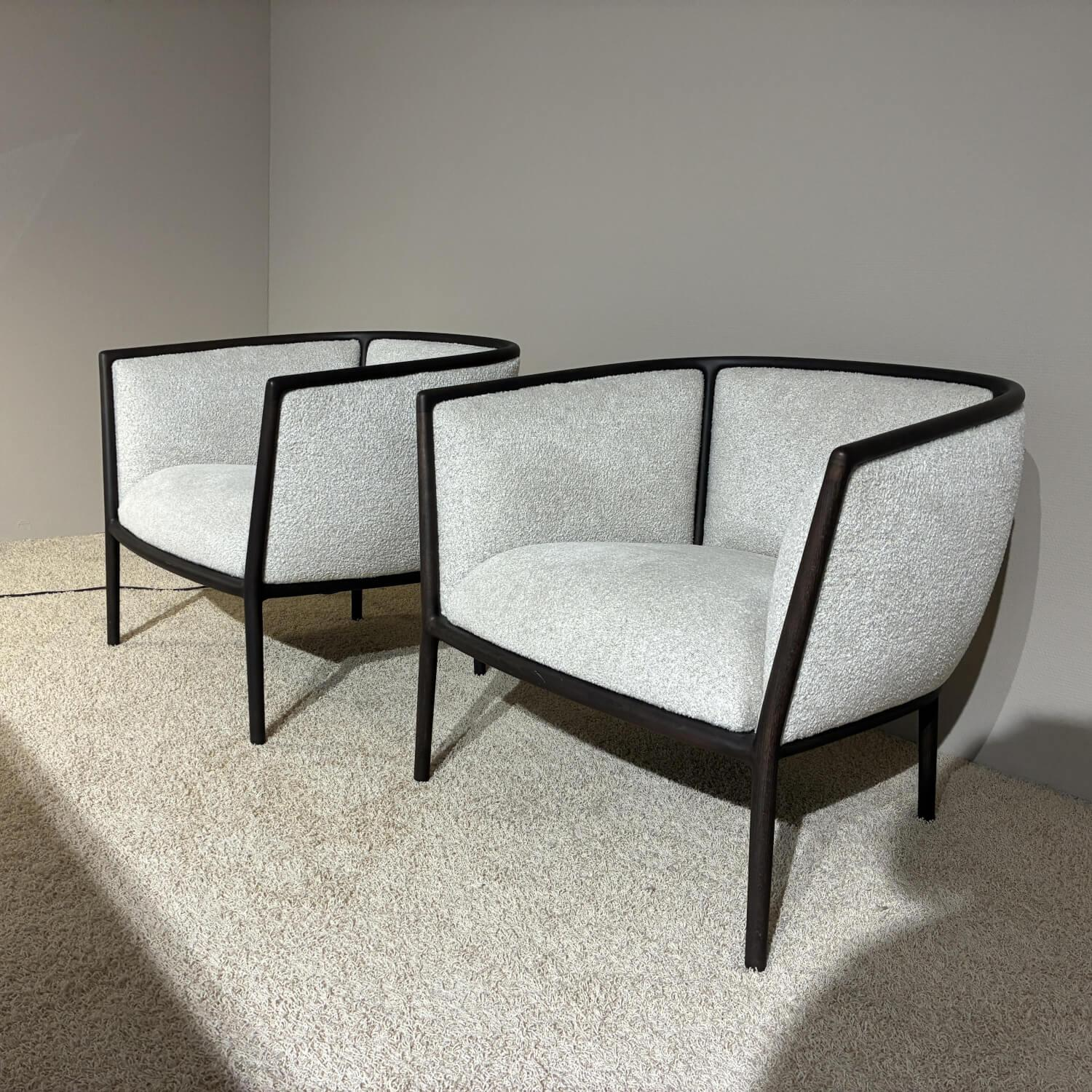 Molteni & C - 2er-Set Sessel Margou Stoff WG411 BI Carta Grau Beige Gestell Eukalyptus Schwarz - 8