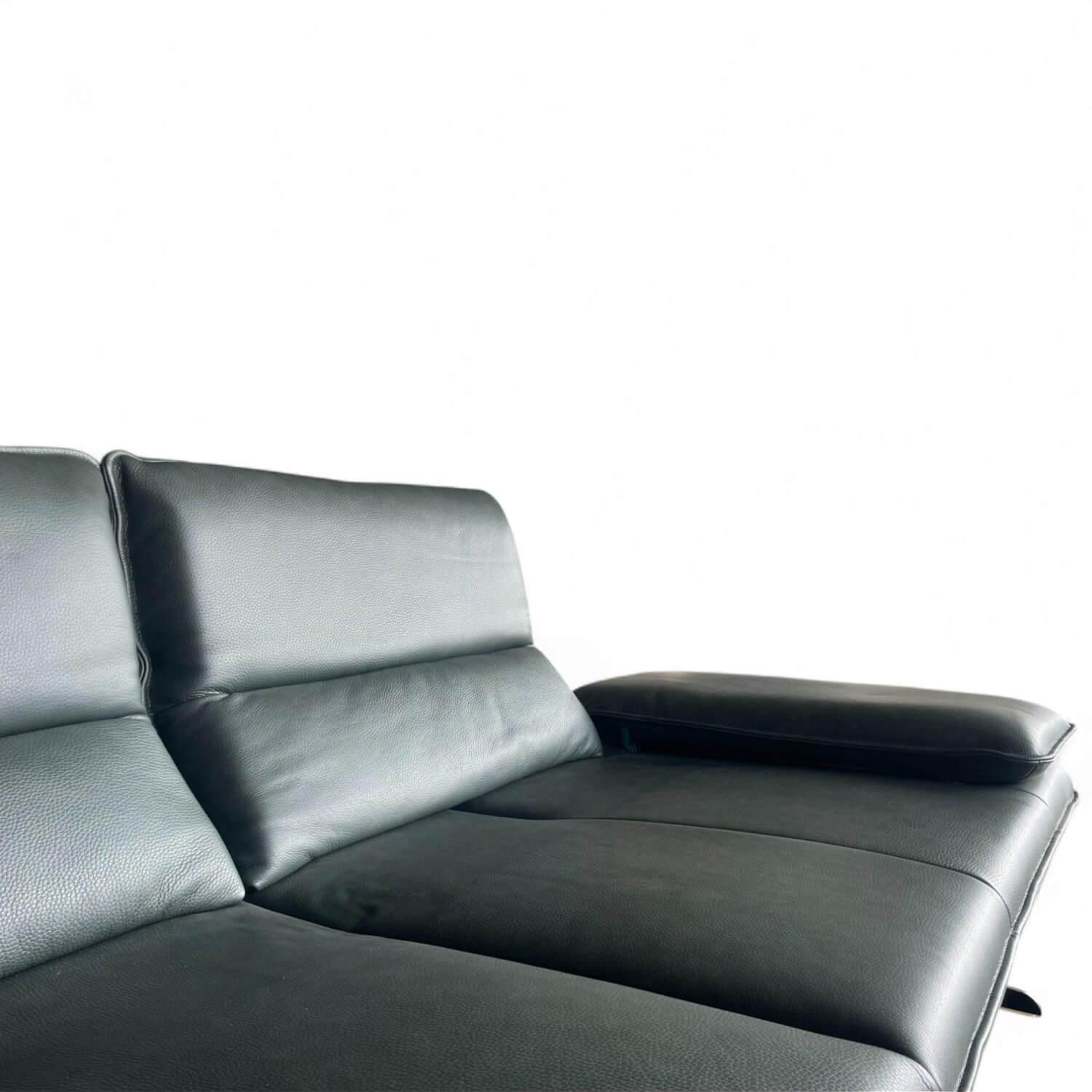 W. Schillig - Ecksofa 16777 Broadway Leder Longlife Xtra Forest Grün Metallkufe Schwarz Matt Inklusive Hocker - 4