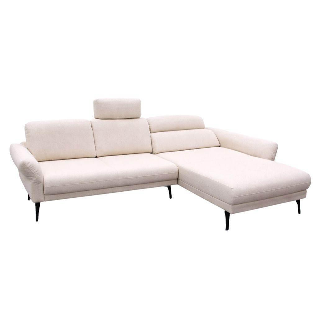 himolla - Ecksofa 1580 Stoff 20 Q2 Loop Vanilla Gestell Metallfuß Anthrazit Pulverbeschichtet Abschlussrecamiere Elektrisch - 1