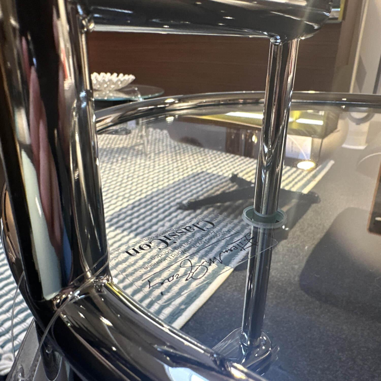 ClassiCon - Beistelltisch E 1027 Platte Kristallglas Klar Gestell Stahlrohr Verchromt Höhenverstellbar - 4