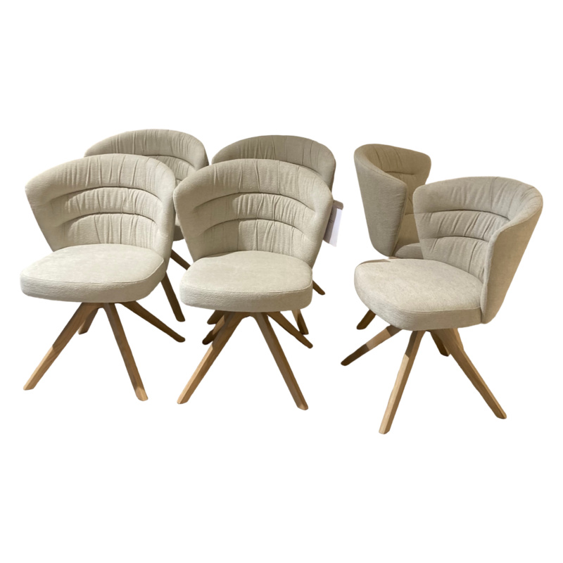 Venjakob - 6er-Set Drehstuhl Capri Stoff Funchal Beige Gestell Wildeiche Hell Gölt - 1