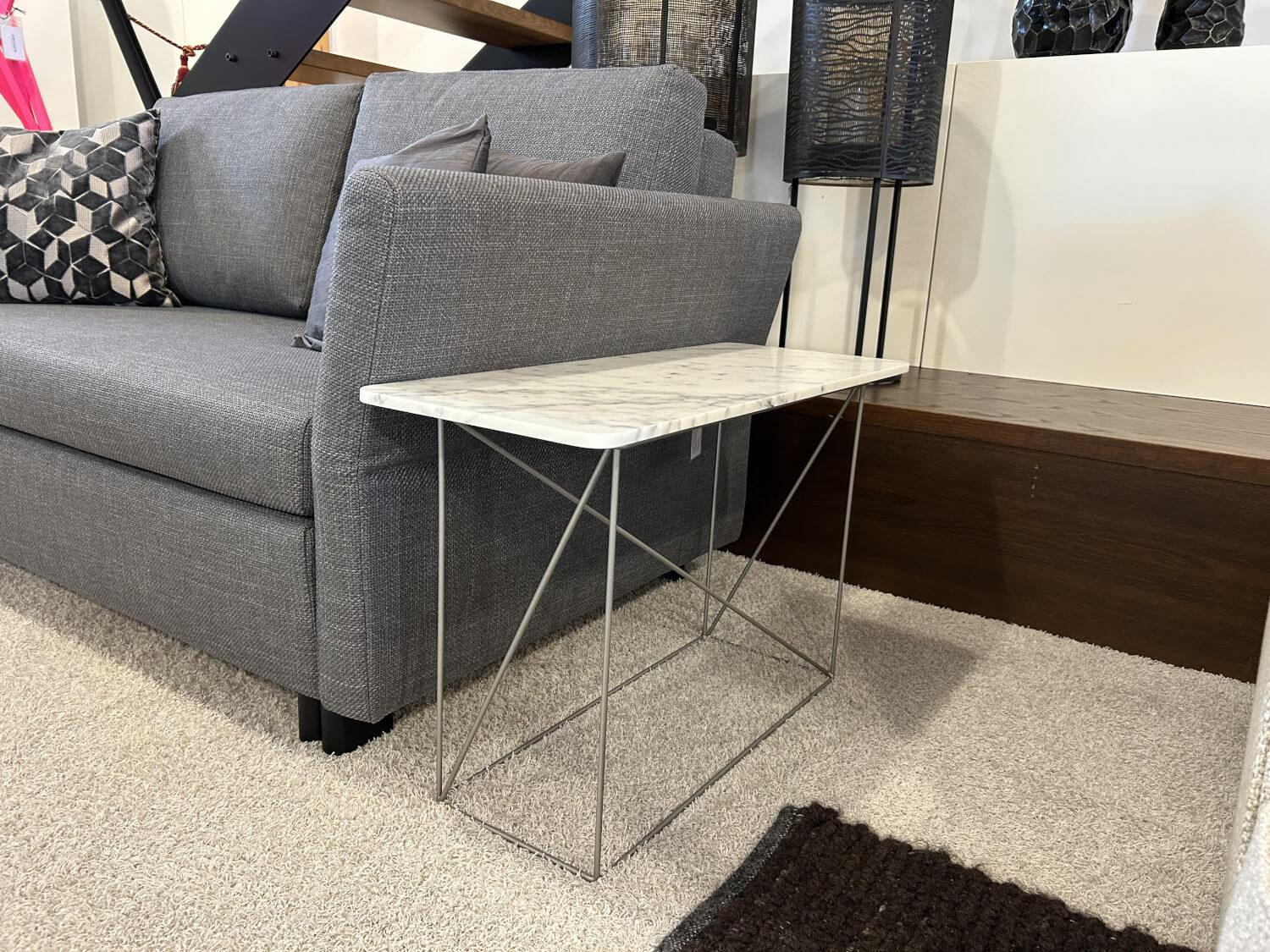 COR - Beistelltisch Pilotis Platte Rechteckig Marmor Arabescato Weiß Gestell Metall Verchromt - 4