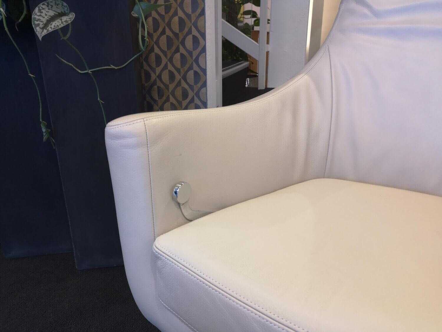 Bielefelder Werkstätten - Sessel Kent Leder Normandie Kiesel Füße Verchromt - 4