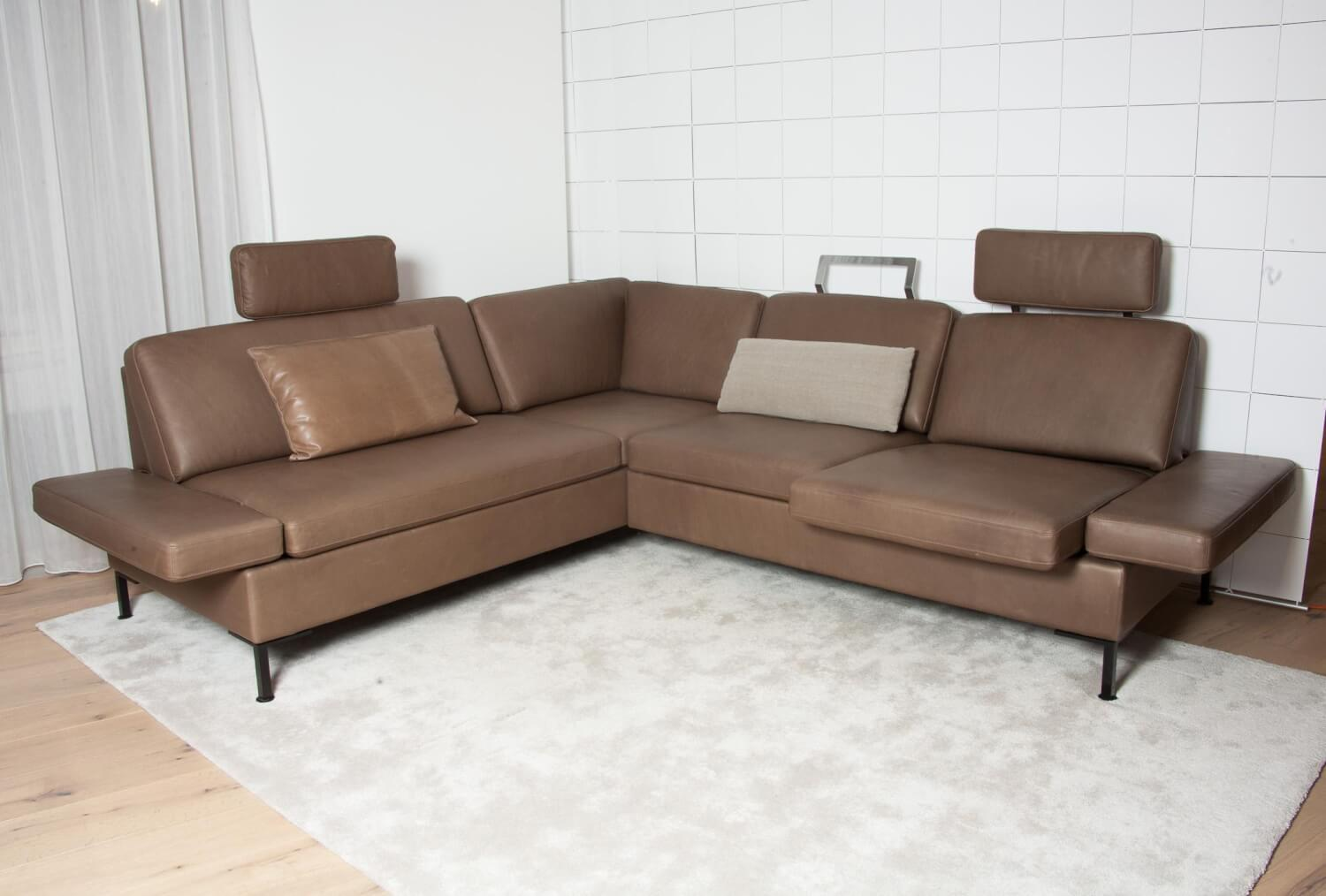 Brühl - Sofa Alba Leder Lama 5669 25 Braun Winkelfuß Schwarz Pulverbeschichtet Höhenverstellbar - 7