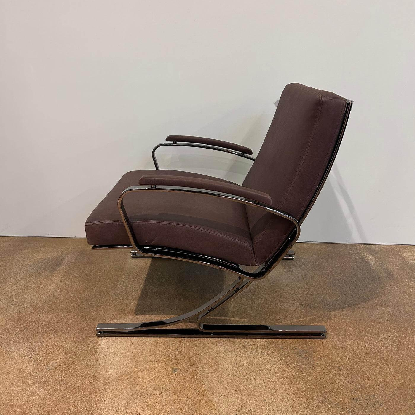 Walter Knoll - Sessel Berlin Chair Leder Vintage 65 1412 Chestnut Braun Gestell Schwarz Chrom Mit Kunststoffgleitern - 2