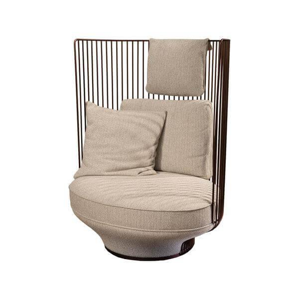 Wittmann - Sessel Paradise Stoff Montana Snow Weiß Beige Gestell Messing Soft Copper Kupfer Inklusive Kissen - 1