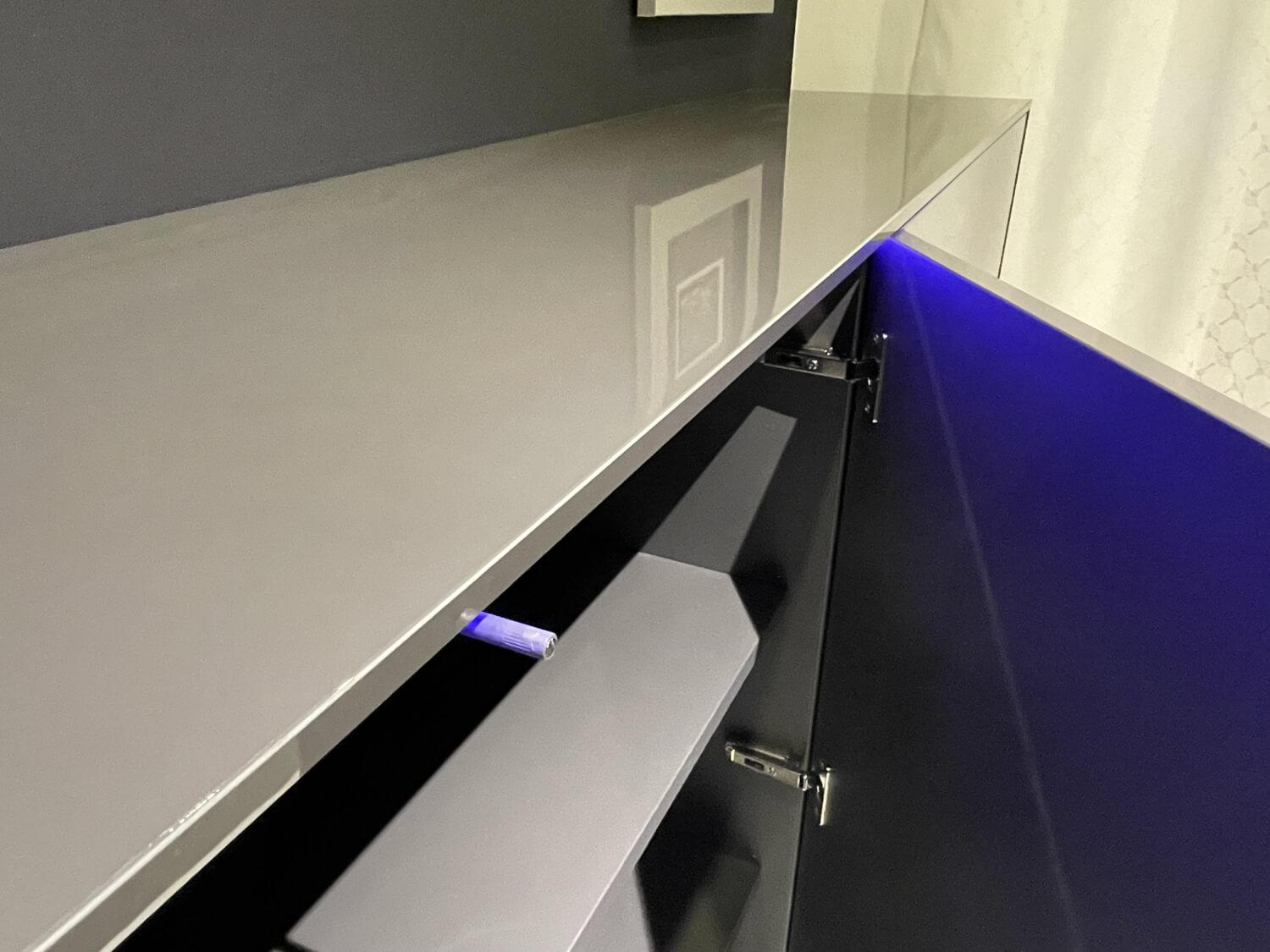 JOOP! - Sideboard Gloss Cubic 74702 Front Und Korpus Schiefergrau Hochglanz Kufe Chrome Mit Beleuchtung - 6