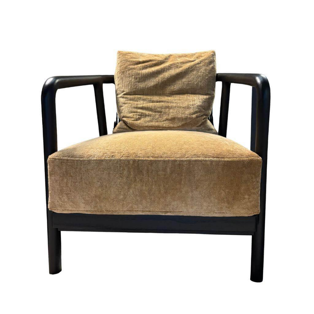 Flexform - Sessel Crono Stoff Endo Gelb Gestell Esche Gebeizt Kordel Leder Braun - 1