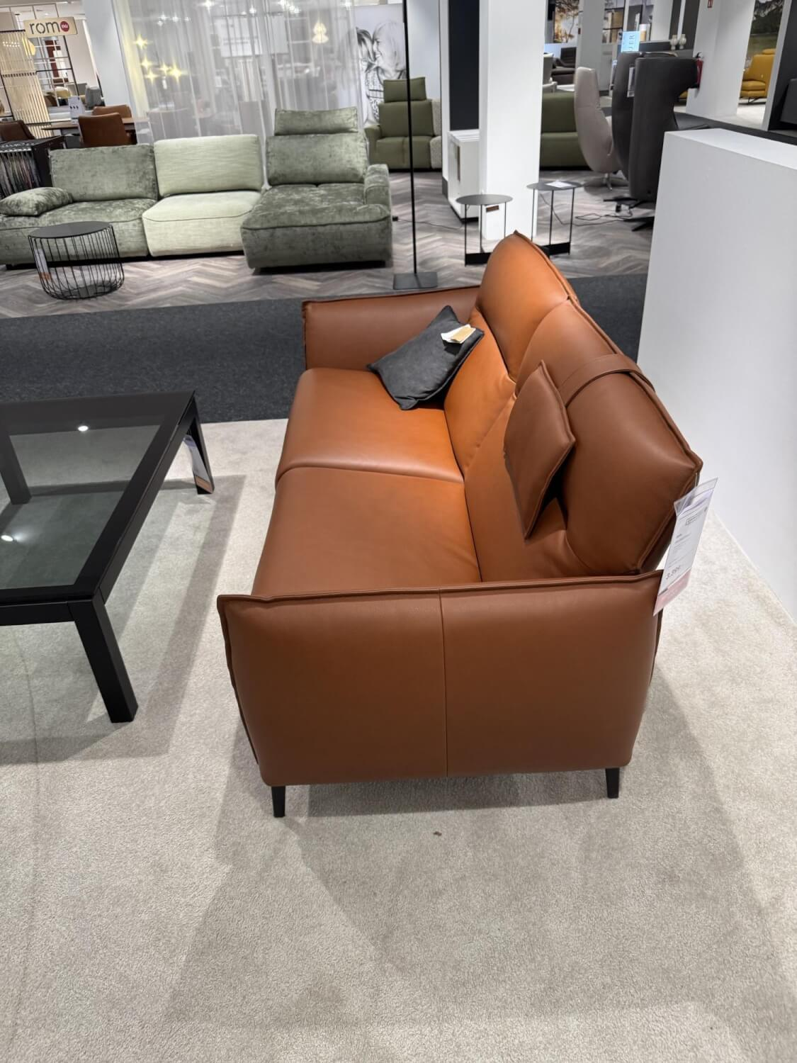 Erpo - Sofa Ancona ER667 25 Leder K 250 850 Tabac Braun Füße Metall Matt Schwarz Inklusive Nackenkissen - 5