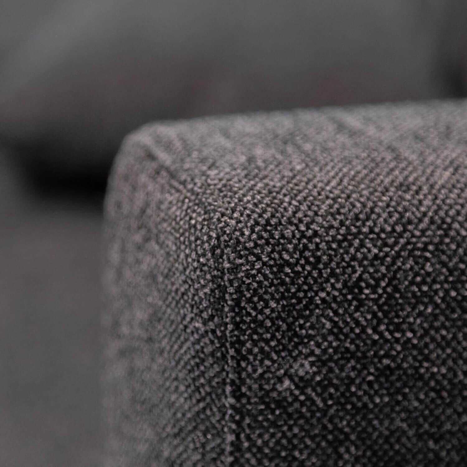 Sofa Embrace 3as Asymmetrisch Stoff Grau Kufe Schwarz Pulverbeschichtet
