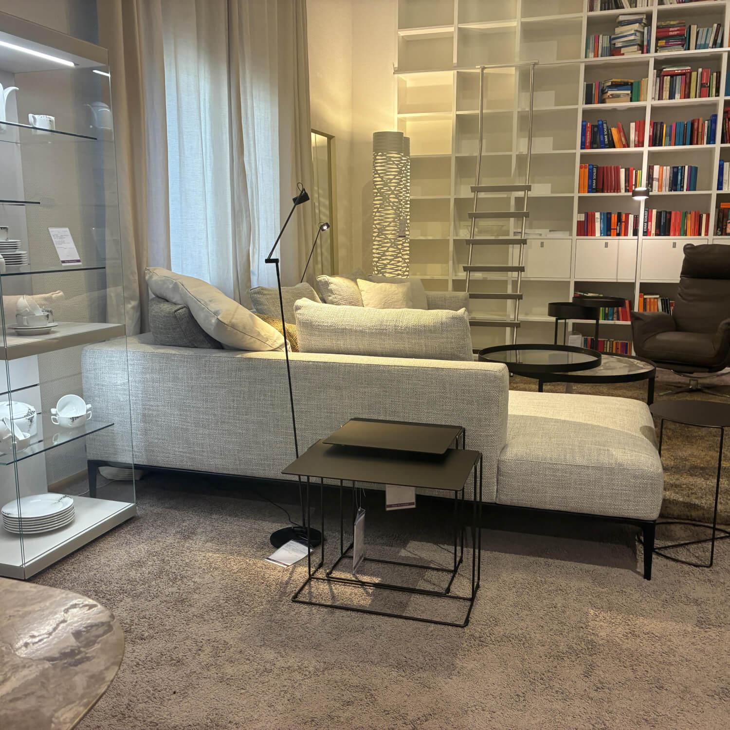 Walter Knoll - Ecksofa Jaan Living Stoff Weave 7756 Silver Grau Gestell Schwarz Matt Pulverbeschichtet - 7