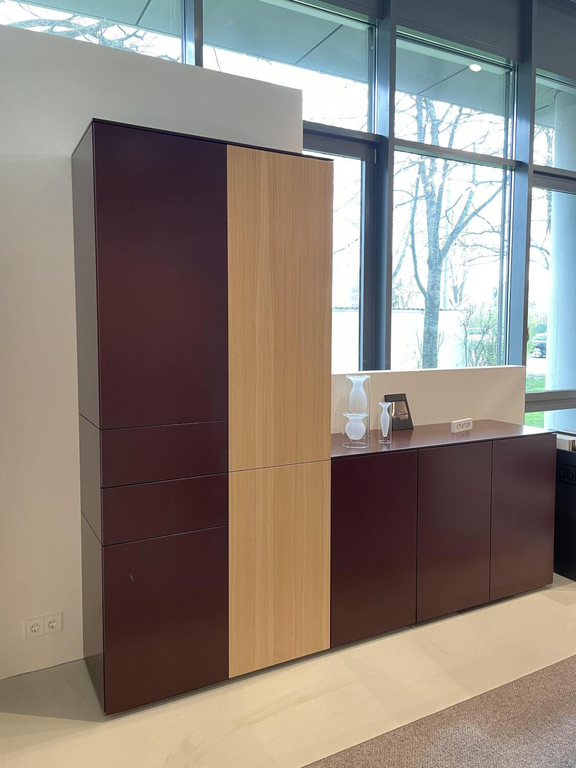 Interlübke - Wohnwand Cube Change Mattlack M41 Burgund Eiche mit Sideboard - 4