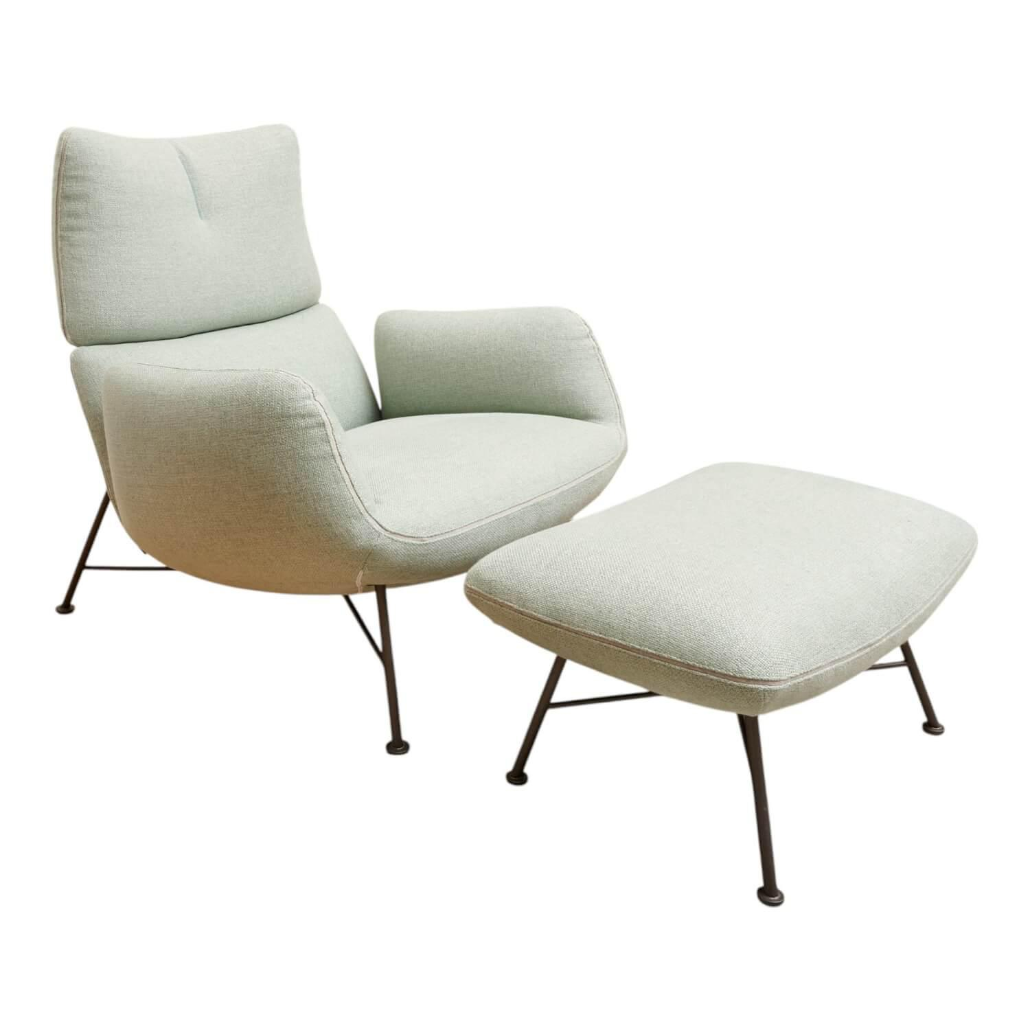COR - Armchair Jalis Lounge Fabric 8305 Mint green Green Gray Wire frame 01 Black brown Including stool - 1