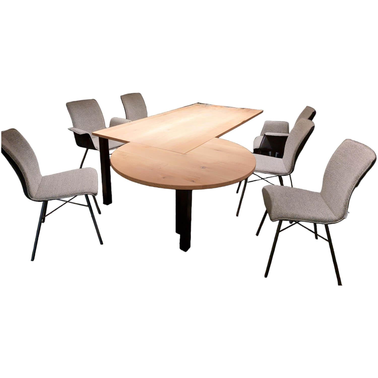 Raum.Freunde - 6er-Set Stuhlgruppe Yanis Stoff Alpine Thyme Anthrazit Grün - 1