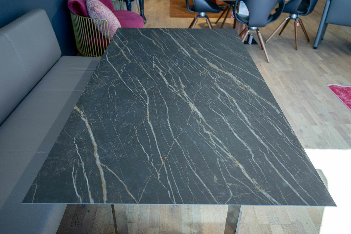 Bacher - Esstisch Mirado Tischplatte Keramik Matt Rock Anthrazit Gestell Chrom Hochglanz Ausziehbar - 3