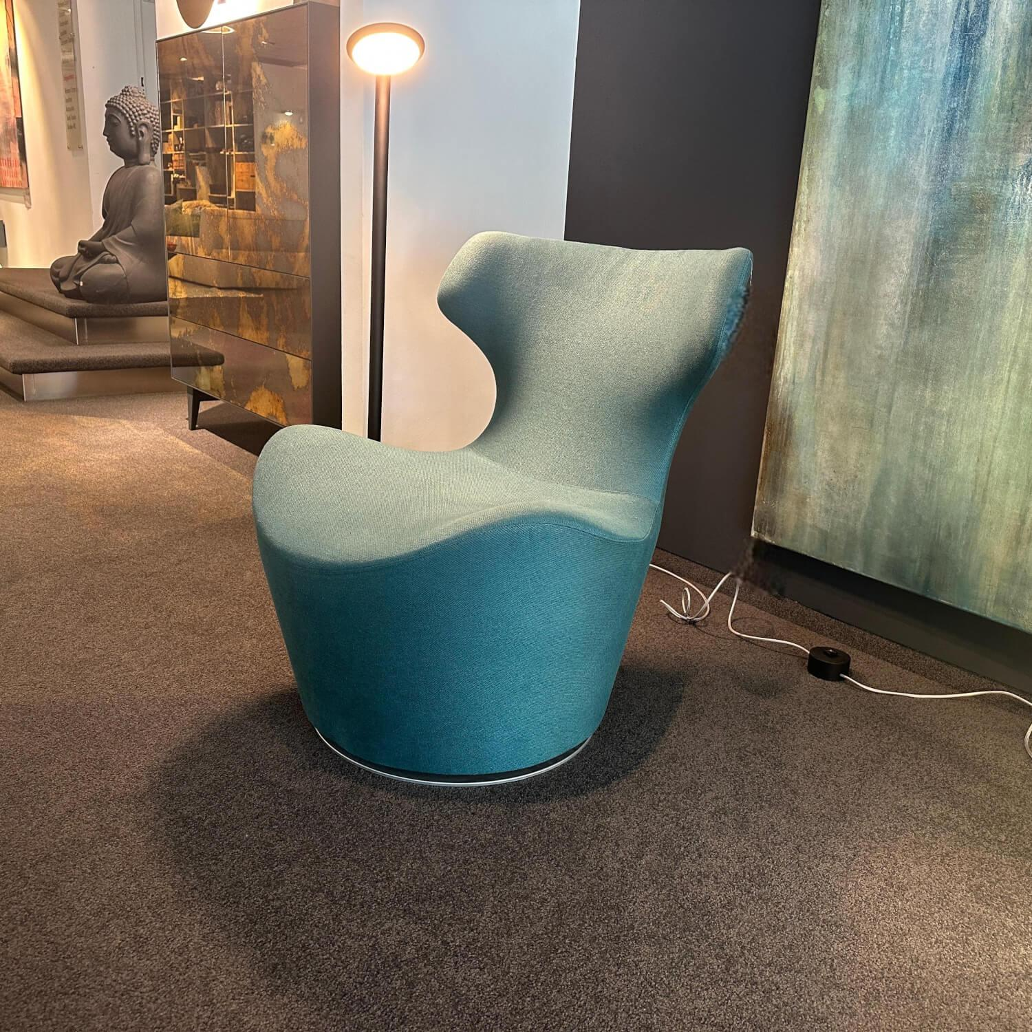 B&B Italia - Sessel Piccola Papilio Stoff Adria Grün 2521400 Gestell Grau Metallisiert Lackiert Drehbar - 4