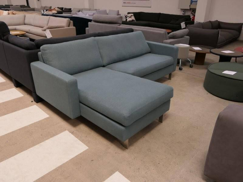 COR - Corner sofa Conseta fabric 8310 aqua blue blue narrow feet stainless steel V2A brushed With headrest fabric 8305 mint green green - 11