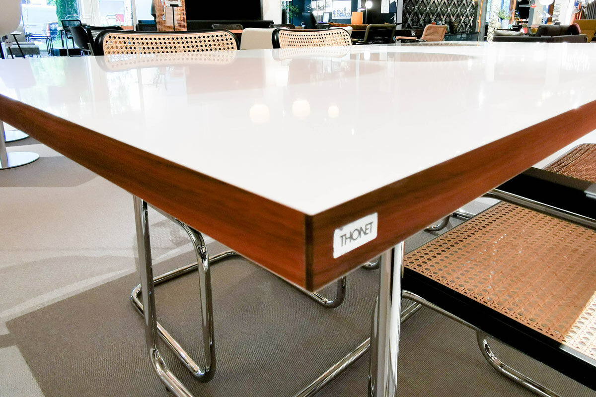 Thonet - Esstisch S 1072 Tischplatte Nussbaum Geölt Gestell Stahlrohr Ausziehbar - 4